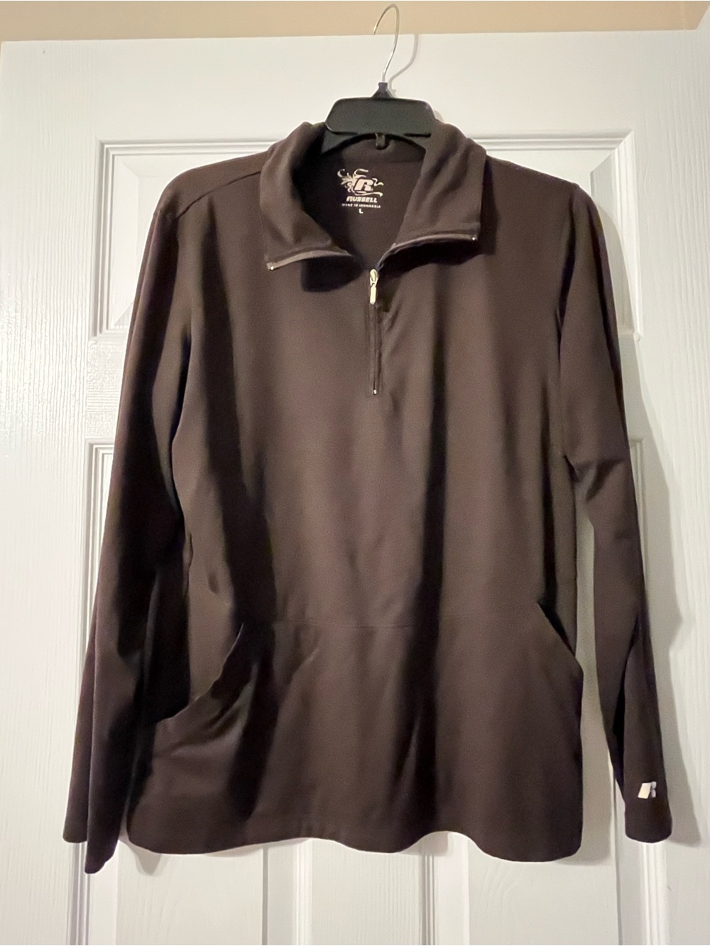 Womens Brown Quarter-Zip Sweater Russell athletic